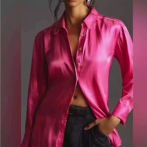 NWT Anthropologie Iridescent Blouse Pink- L